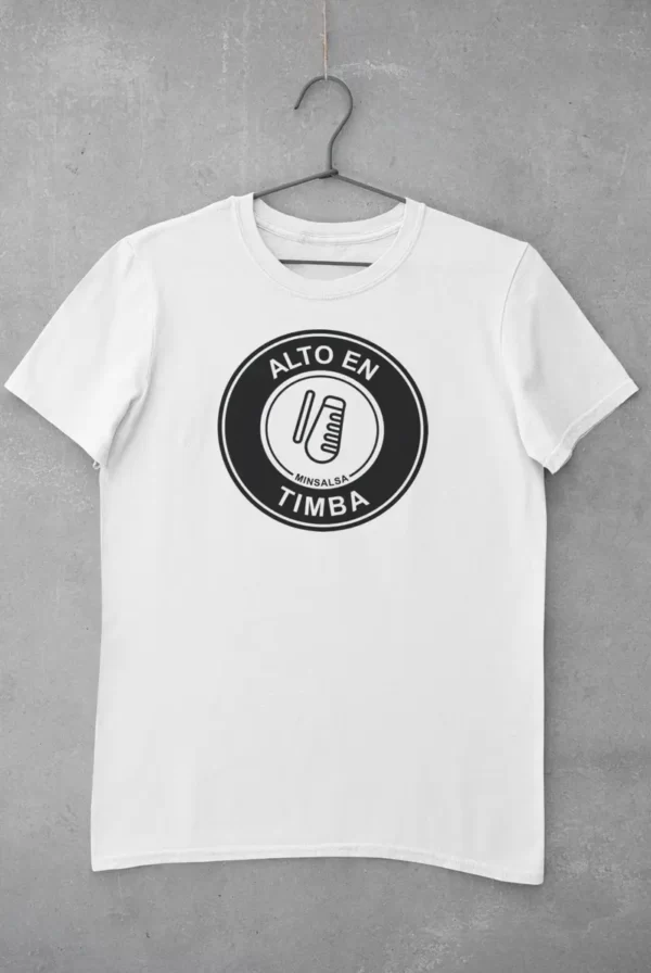 camiseta alto en timba blanca