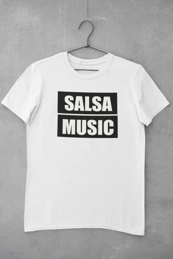 camiseta salsa music blanca