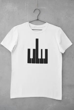 camiseta teclado piano blanca